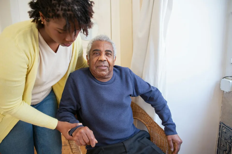 Older adults participating in a supportive day center activity